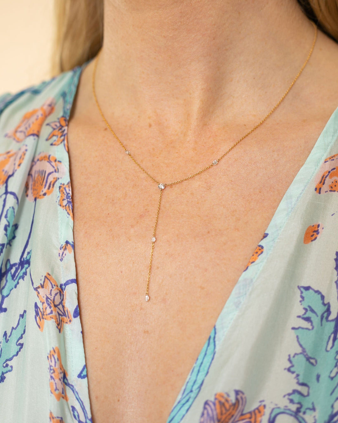 Floating Diamond Lariat | Rose Gold