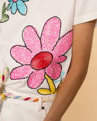 Embroidered Big Flower T-Shirt | Off White
