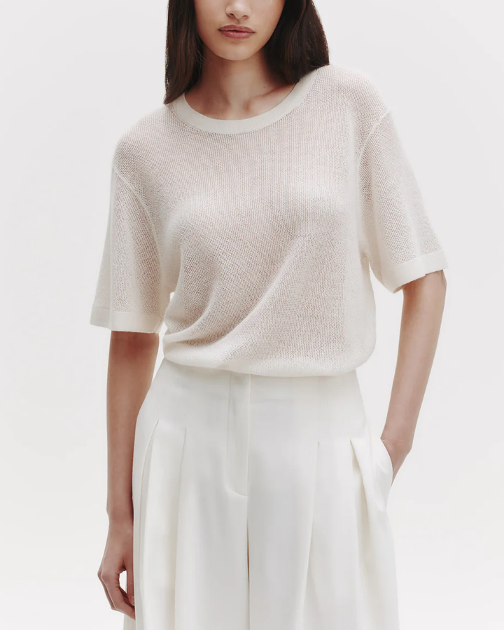 Knit Big Boy Tee w/ Pointelle | Ivory