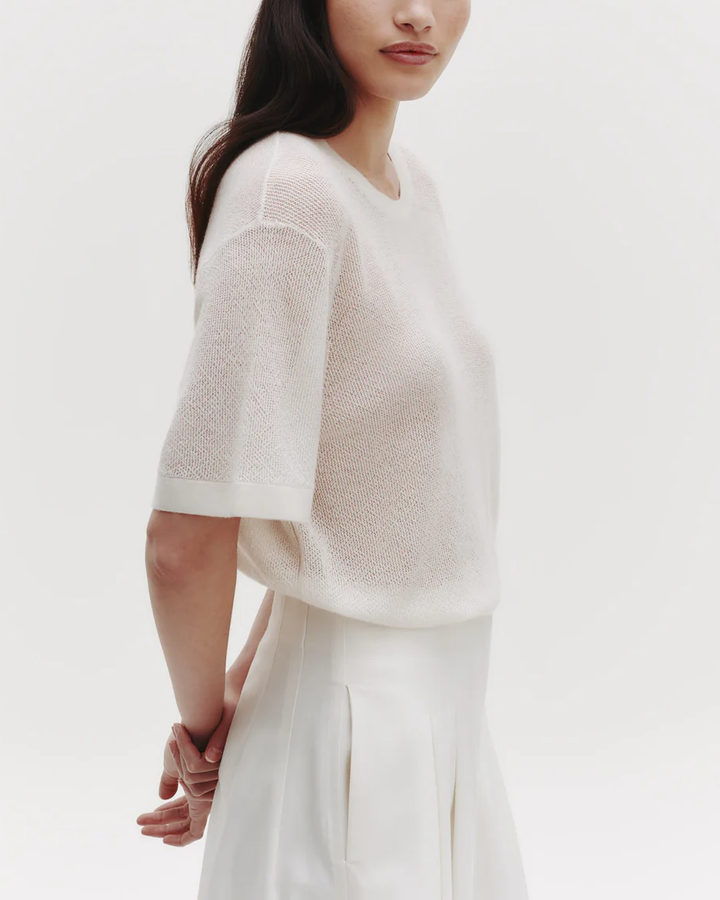 Knit Big Boy Tee w/ Pointelle | Ivory