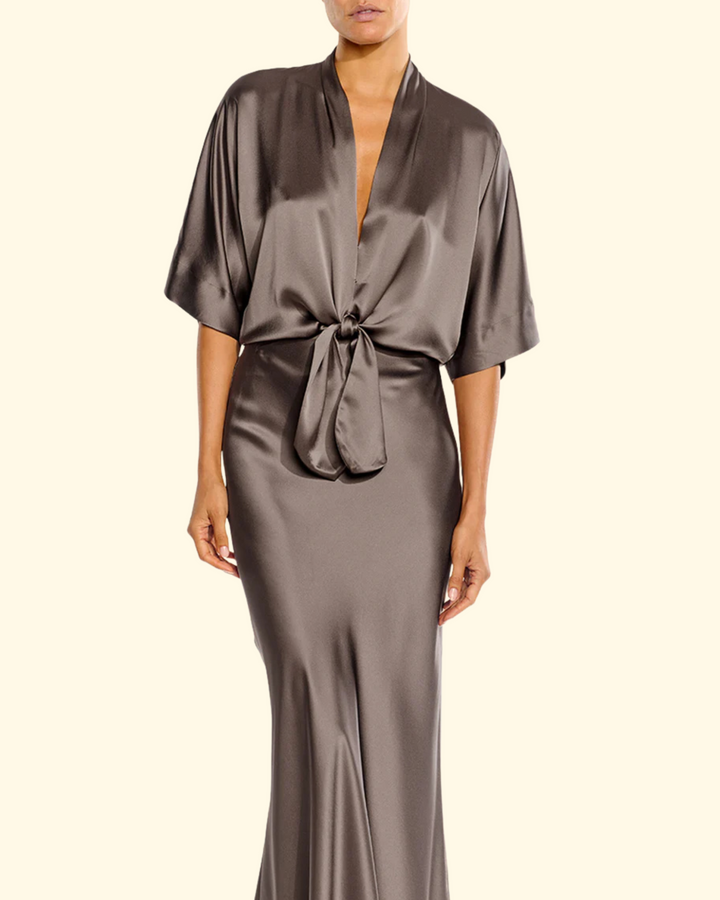 Dolman Tie Front Blouse | Steel