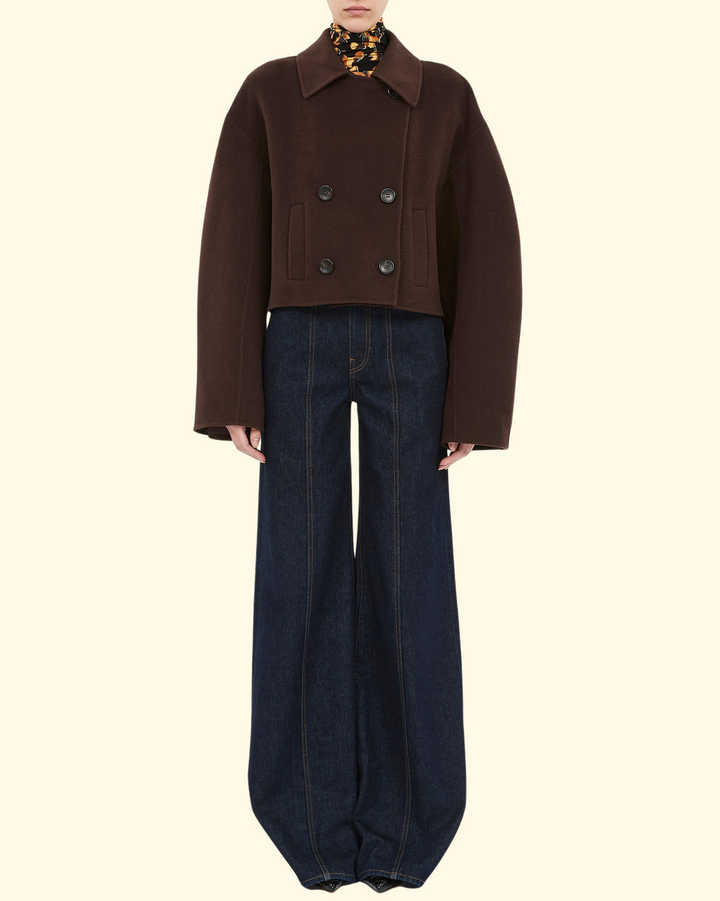 Marta Double Faced Wool Cropped Coat | Sable