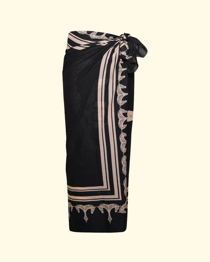 Ancestral Palm Pareo | Iconic Black/Ecru