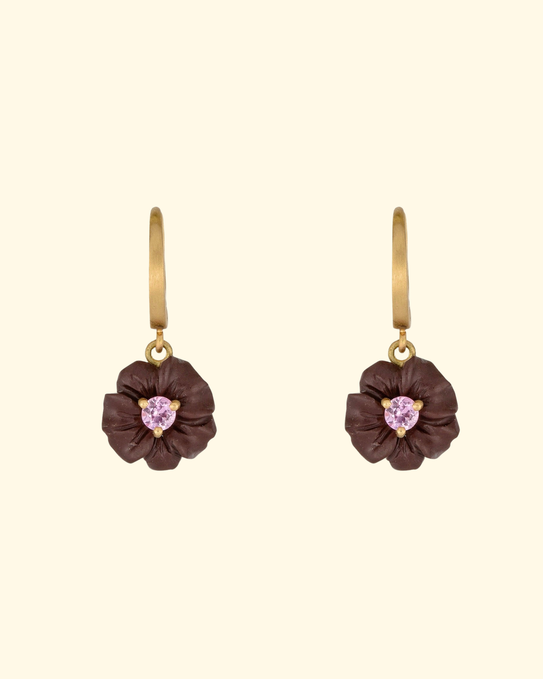 Vesuvian Lava Earrings | Chocolate with Pink Sapphires