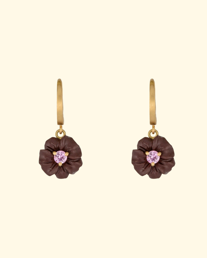 Vesuvian Lava Earrings | Chocolate with Pink Sapphires