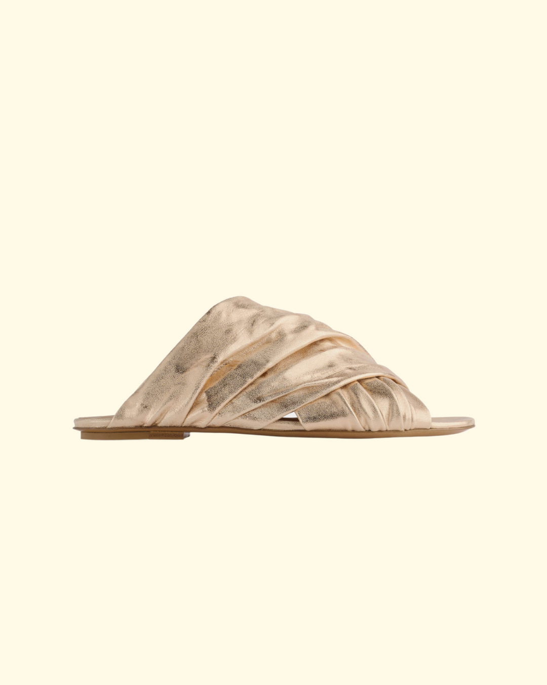 Flat Laminated Leather Crossed Sandal | Cipria