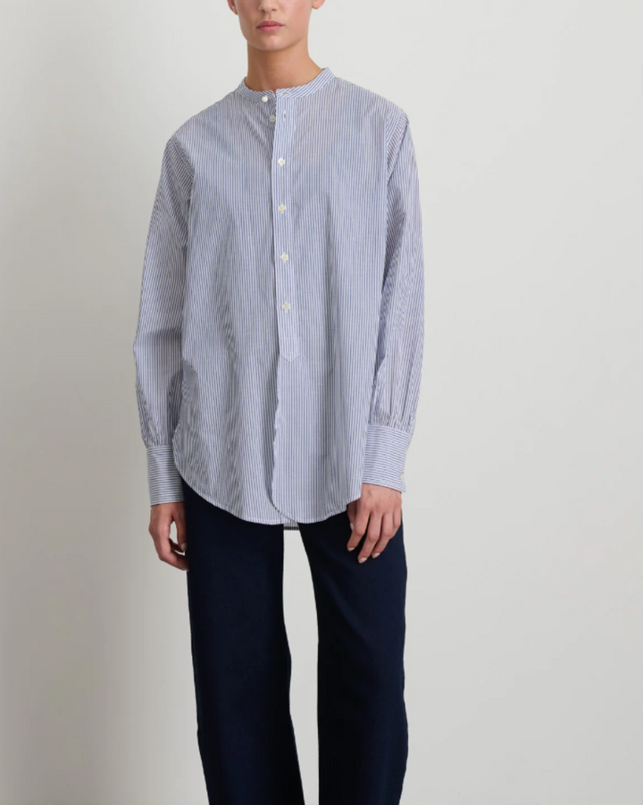 Marta Shirt | Navy & White Stripe