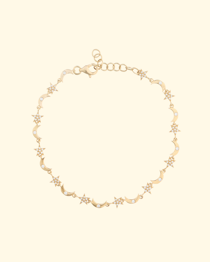 Moon and Star Bracelet | 14k Yellow Gold