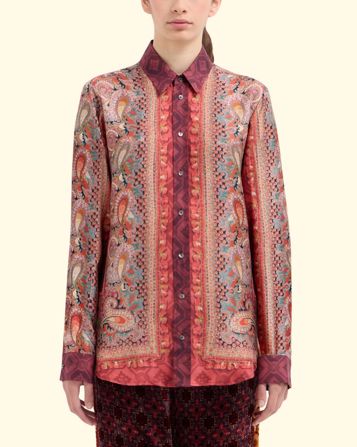 Aloe Long Sleeve Shirt  | Red Multi Color