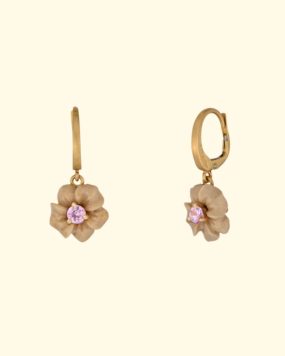 Vesuvian Lava Earrings | Cream with Pink Sapphire
