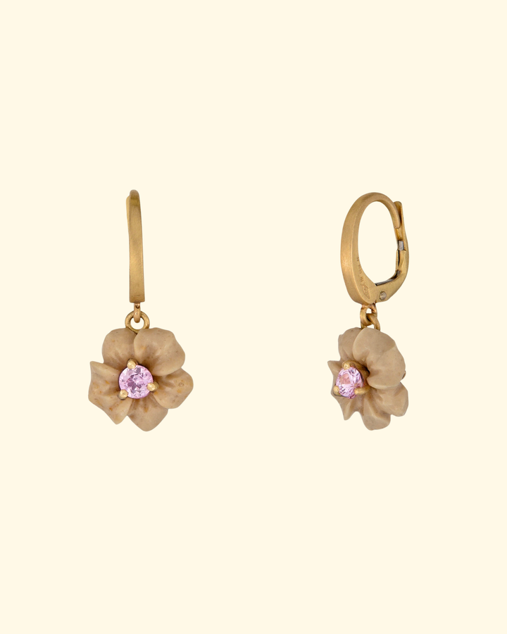 Vesuvian Lava Earrings | Cream with Pink Sapphire