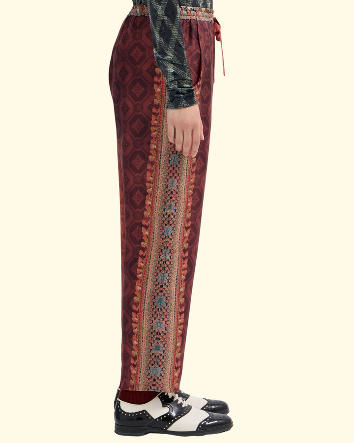 Aloe Trousers Silk | Red Multi Color