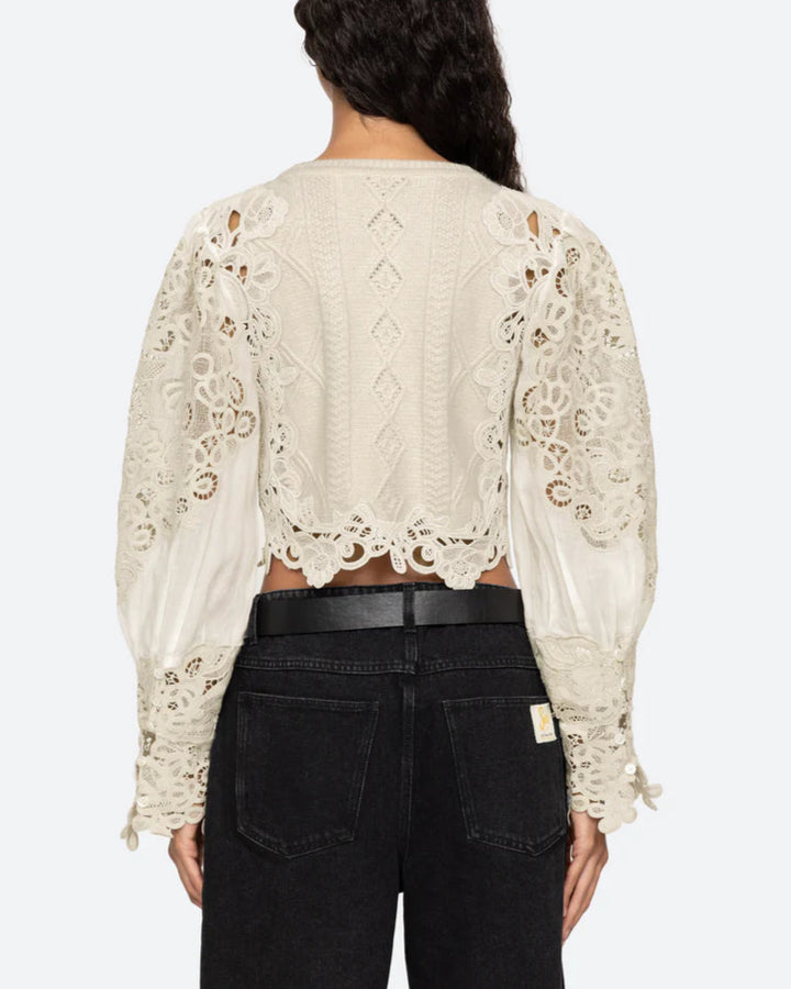 Vania Lace Sweater | Cream