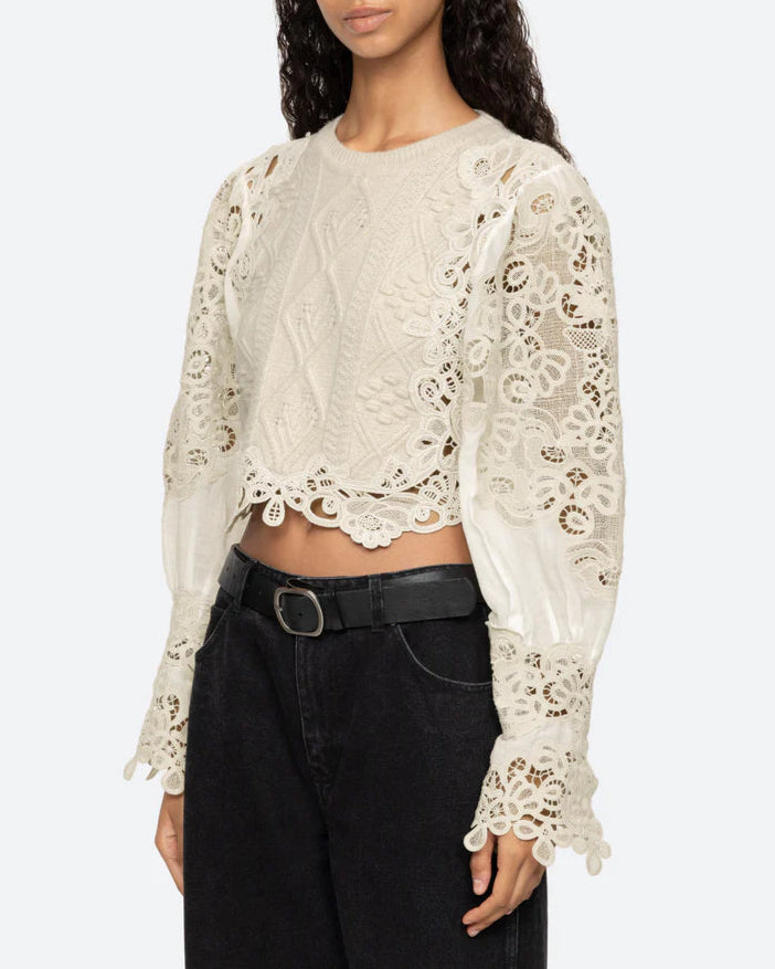 Vania Lace Sweater | Cream