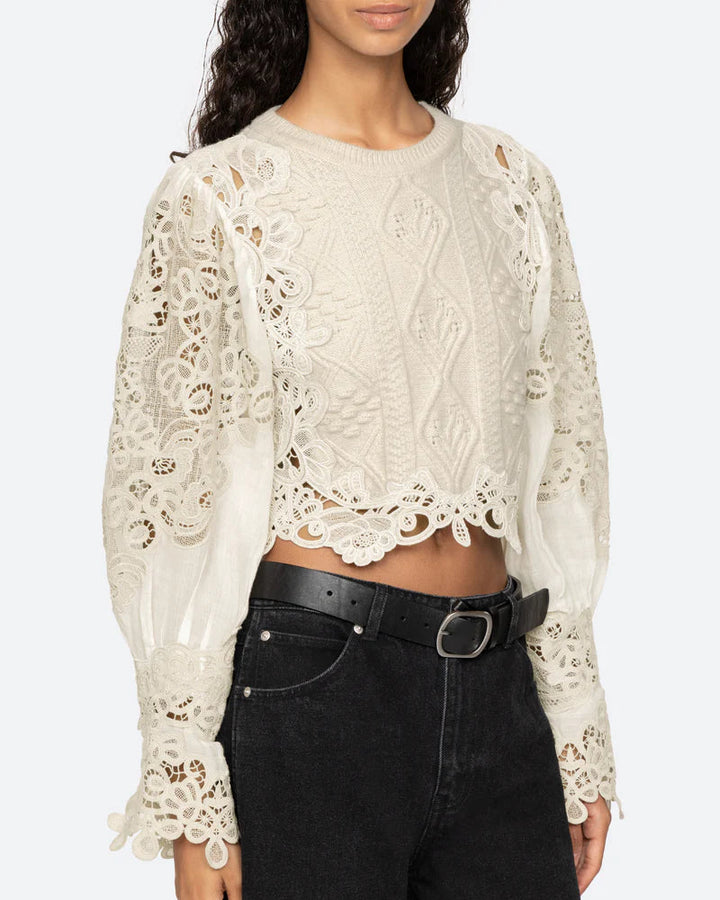 Vania Lace Sweater | Cream