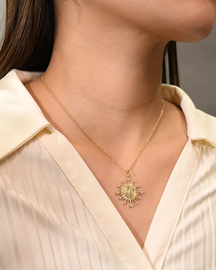 Small Diamond Sunface Pendant - ONLINE ONLY