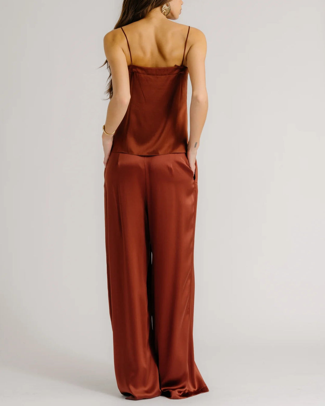 Haya Lace Trim Square Neck Cami | Mahogany