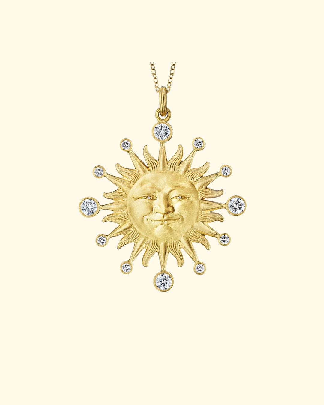 Small Diamond Sunface Pendant - ONLINE ONLY