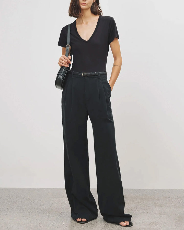 Carol V-Neck Tee Shirt | Black