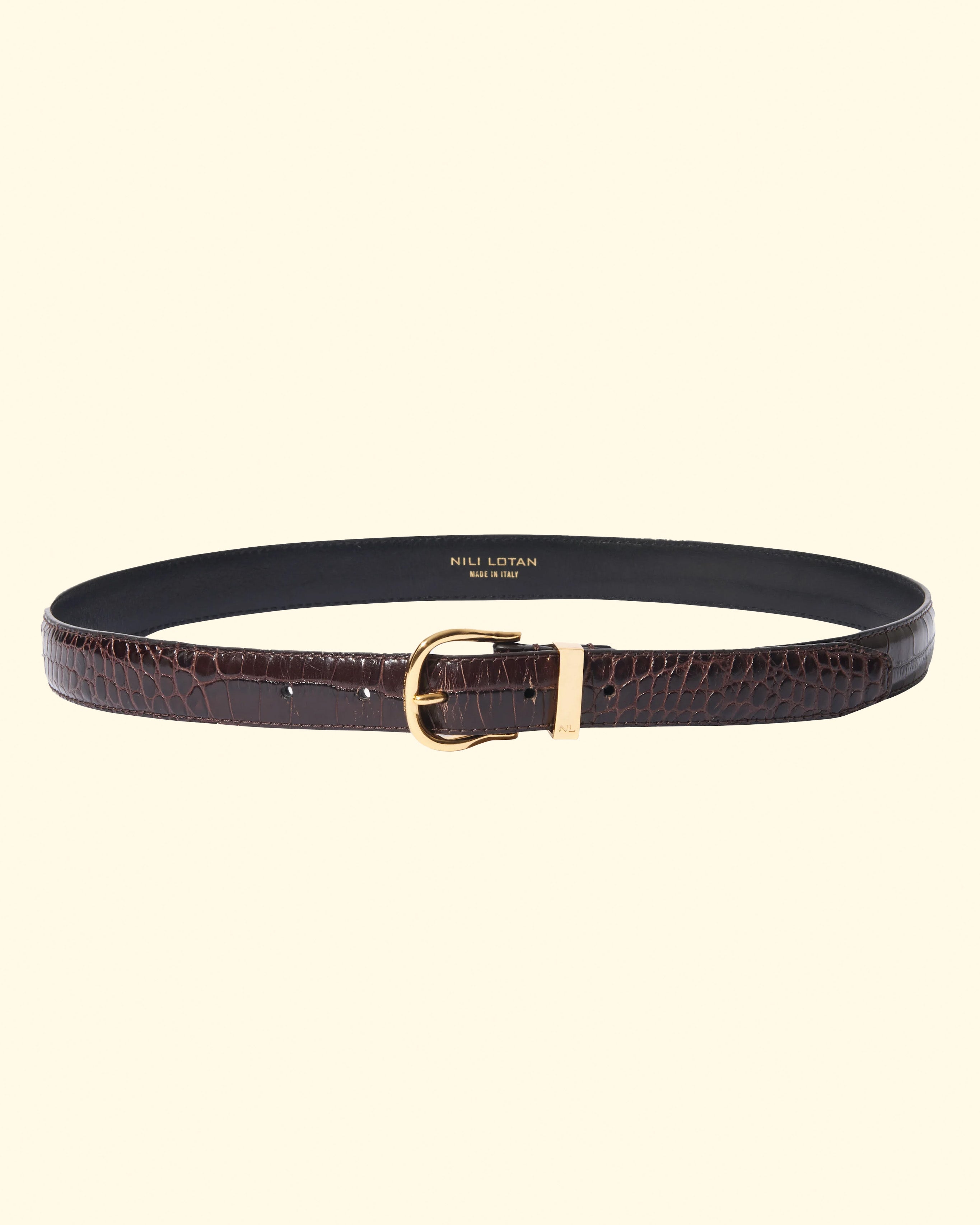 Louise Belt Black W/Shiny Brass Buckle