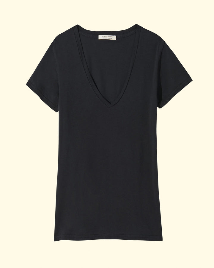 Carol V-Neck Tee Shirt | Black
