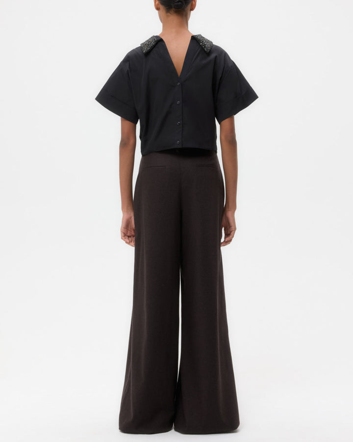 Forever And Always Reversible Shirt W/ Crystal Collar | Black