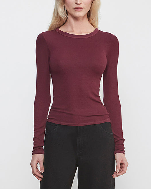 Silk Rib Essential Crew | Carmine