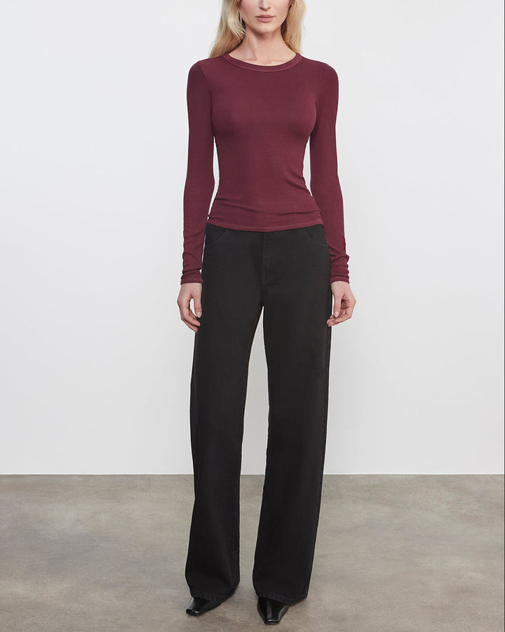 Silk Rib Essential Crew | Carmine