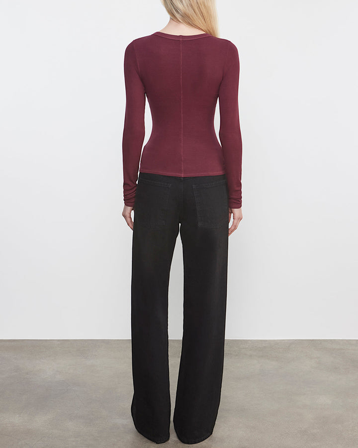 Silk Rib Essential Crew | Carmine