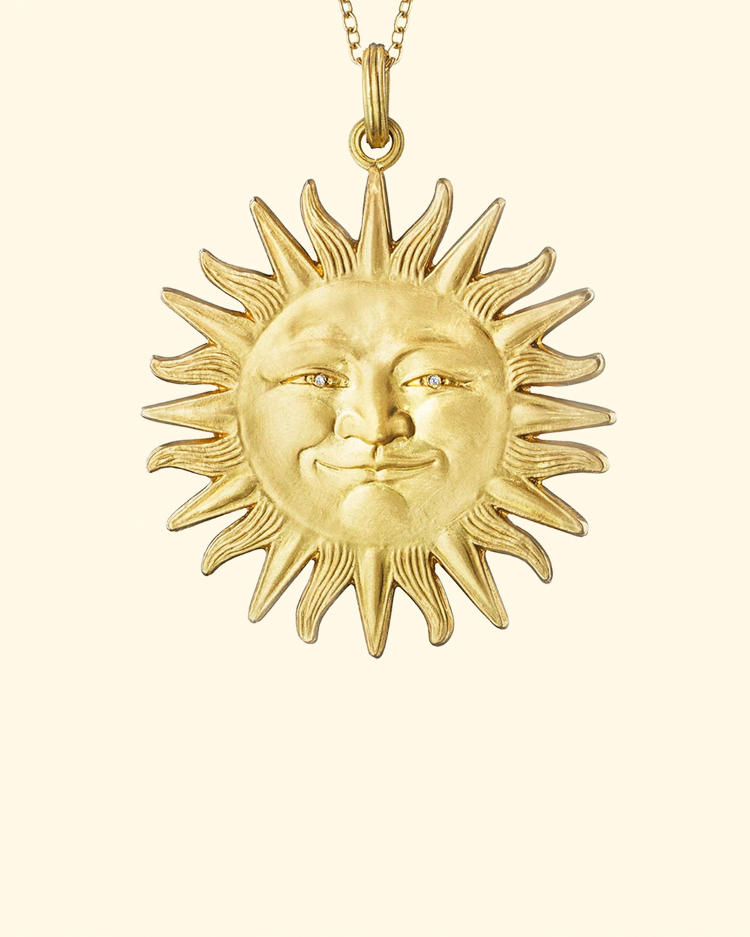 Large Sunface Pendant | Yellow Gold W/ Diamonds - ONLINE ONLY