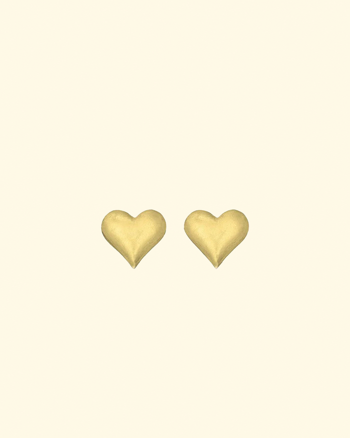 Heart Stud Earrings | 18k Yellow Gold