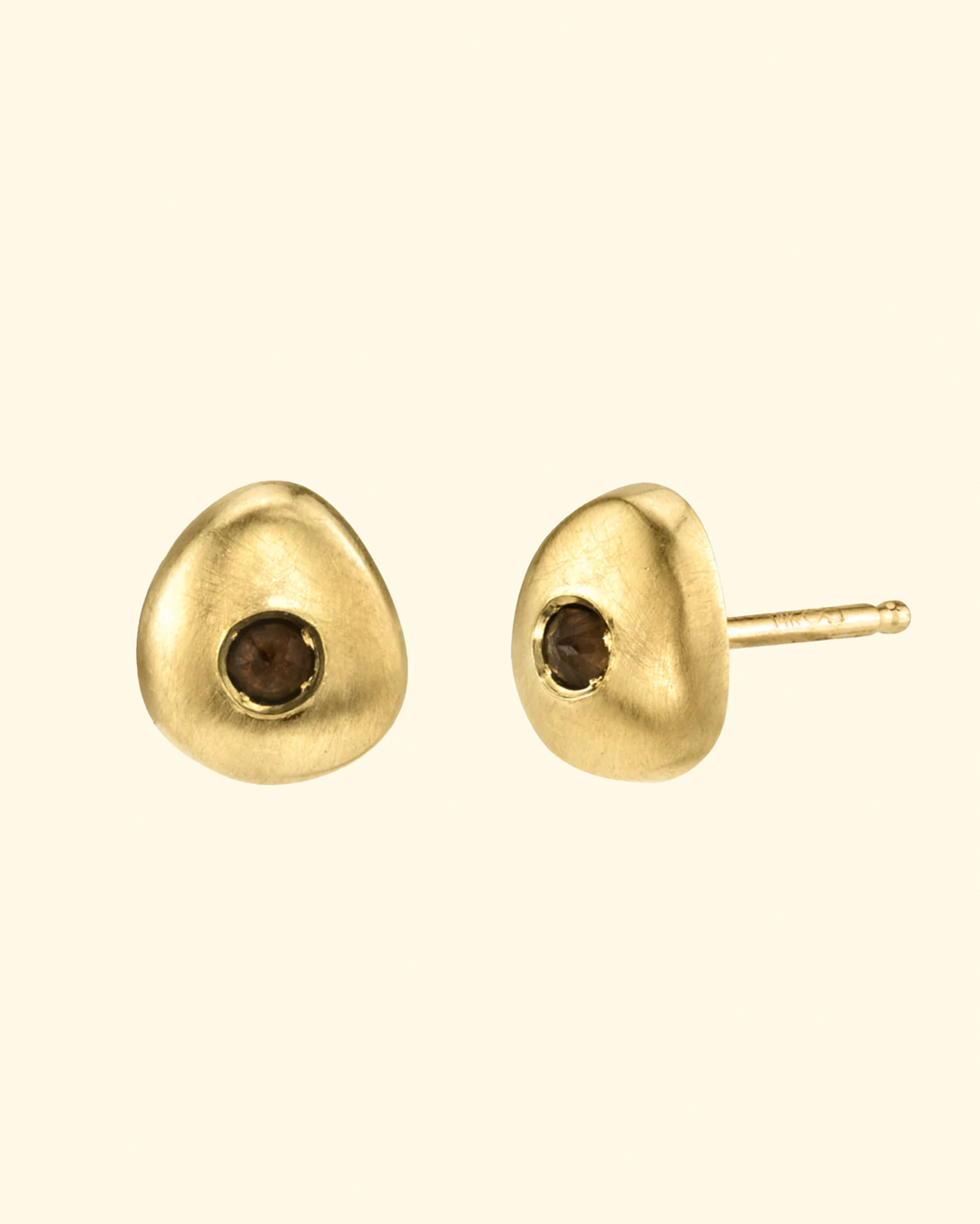 Tata Studs With Smokey Topaz