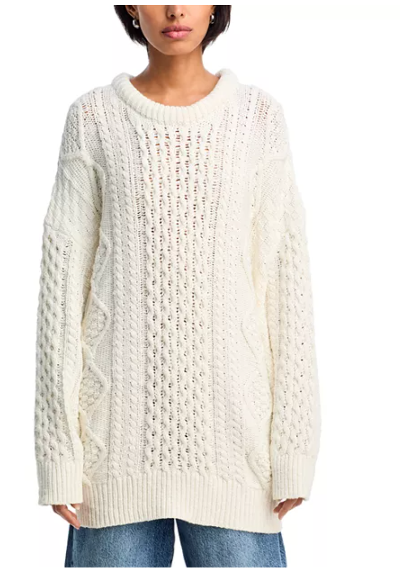 Oversized Aran Sweater | White