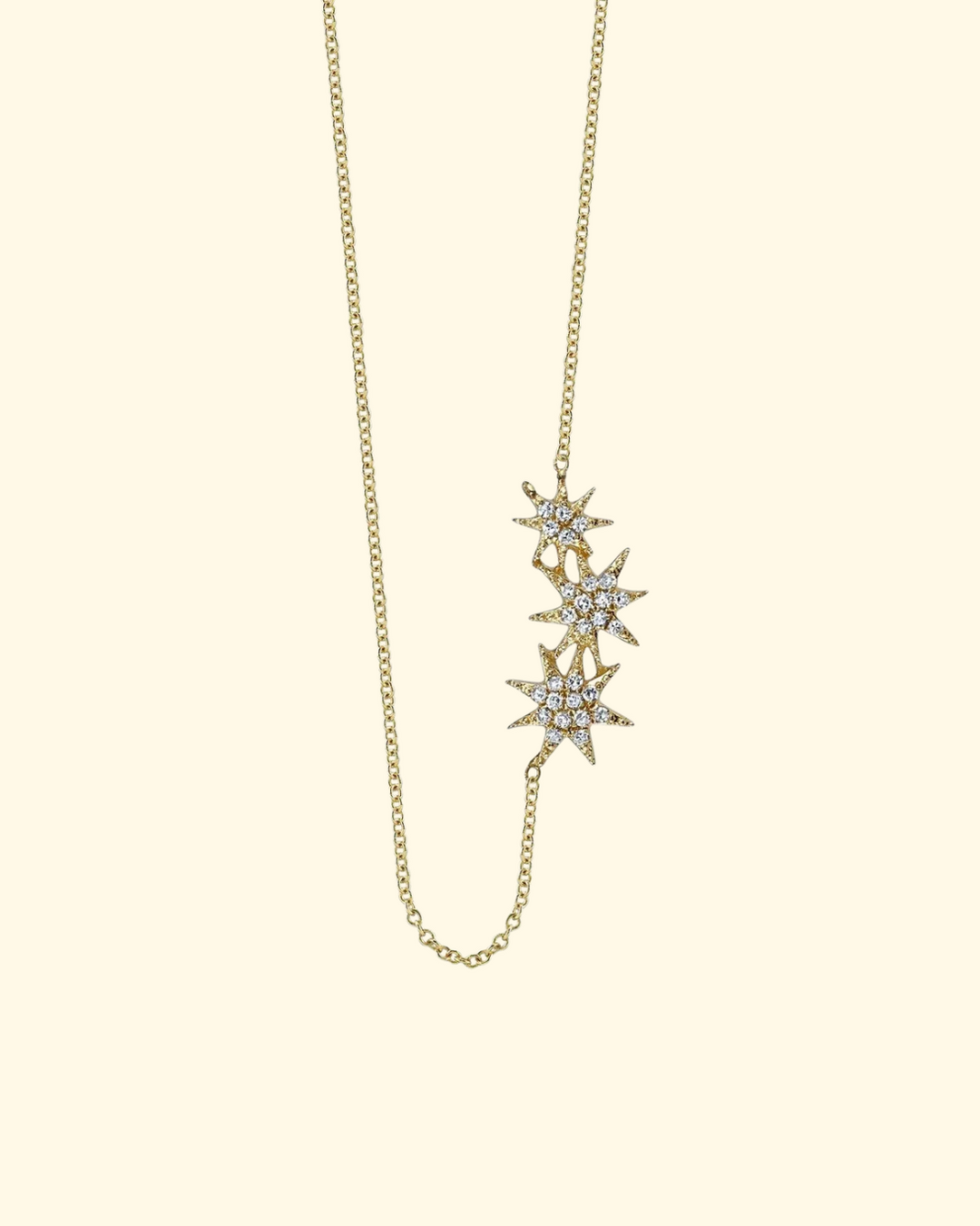 Triple Star Pave Necklace | Yellow Gold