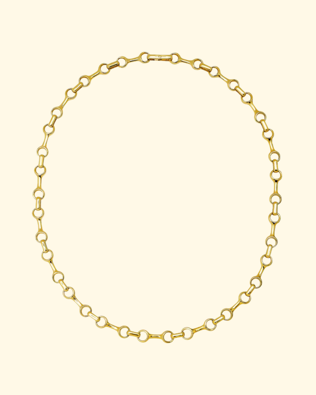 18" Mini Double Beam Chain Necklace | Yellow Gold Plated Silver