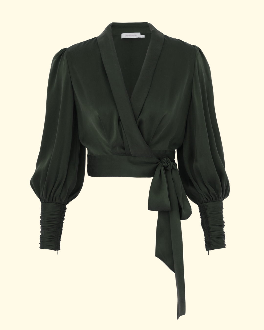 Silk Wrap Top | Dark Green