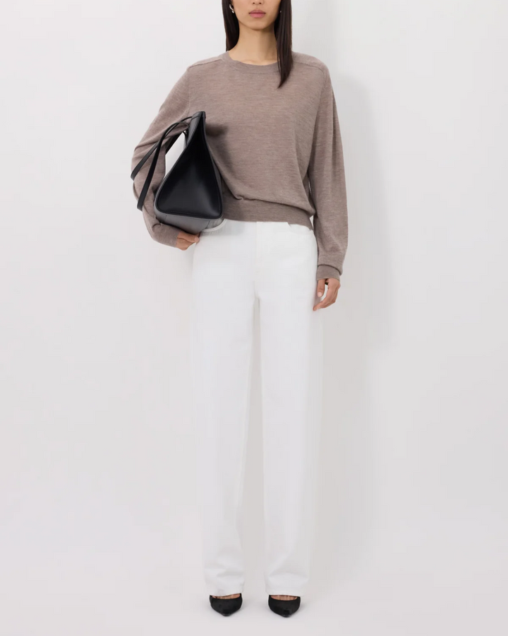 Angus Fine Knit Sweater | Taupe Melange