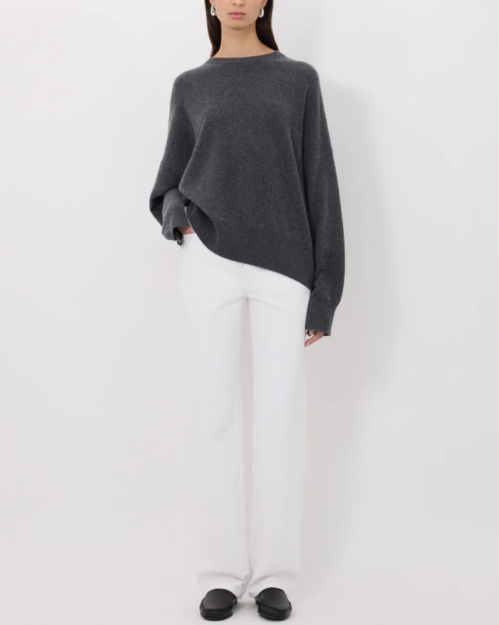 Anaa Round Neck Sweater | Anthracite Melange