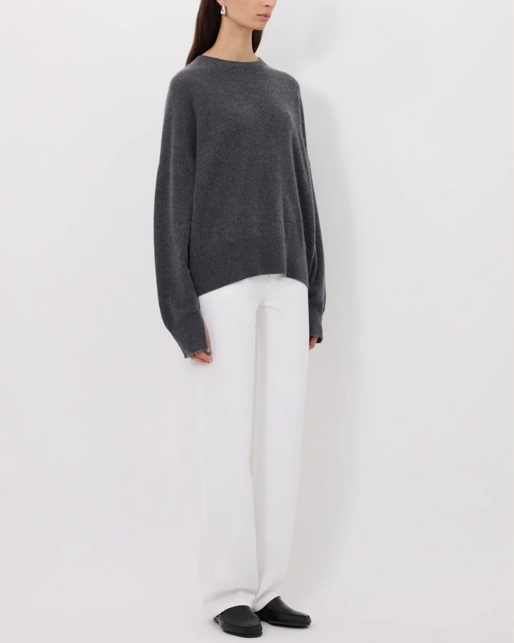 Anaa Round Neck Sweater | Anthracite Melange