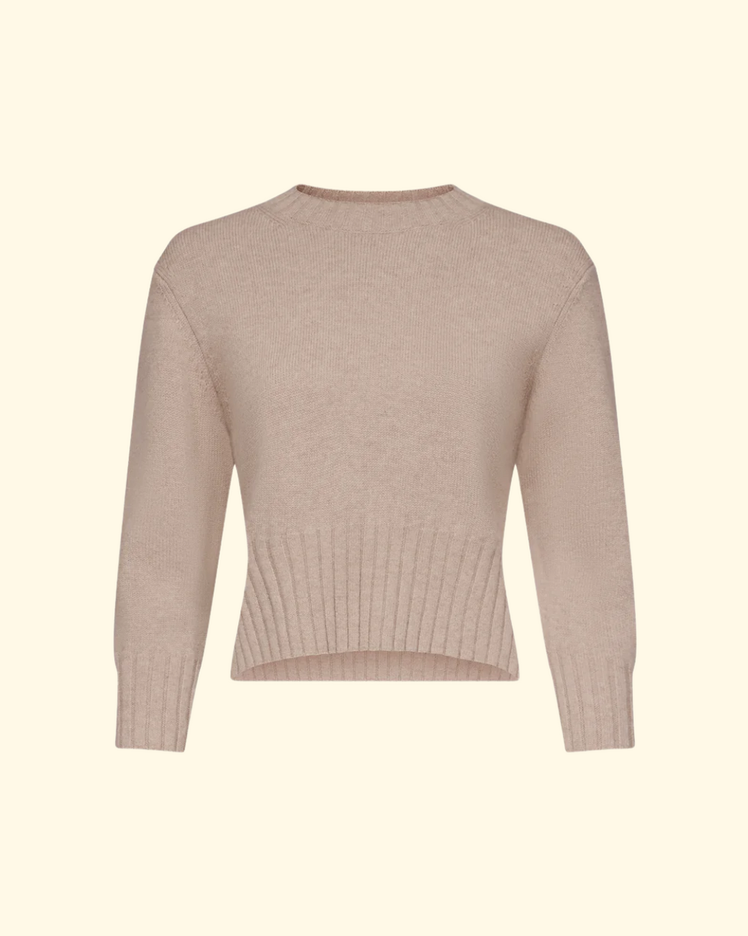 Mora Cropped Sweater | Beige Melange
