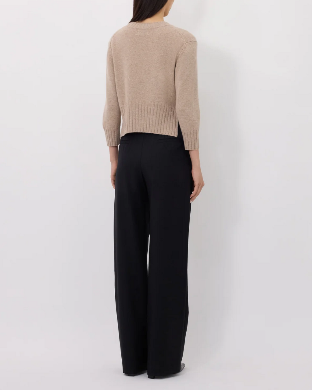 Mora Cropped Sweater | Beige Melange