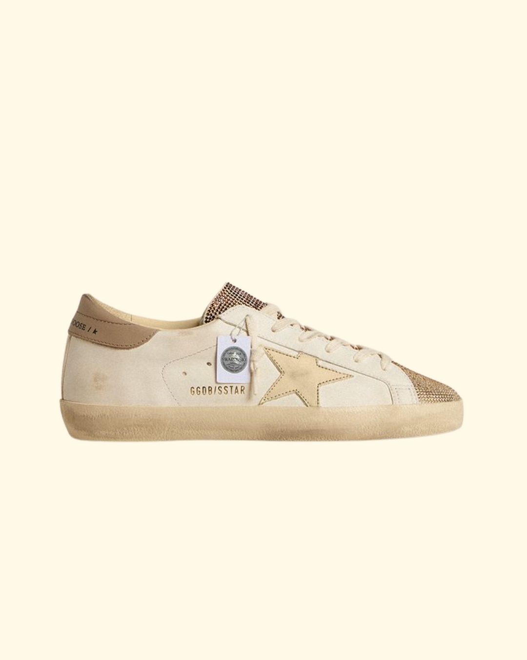 Super Star Leather Upper with Crystals | White/Beige/Yellow