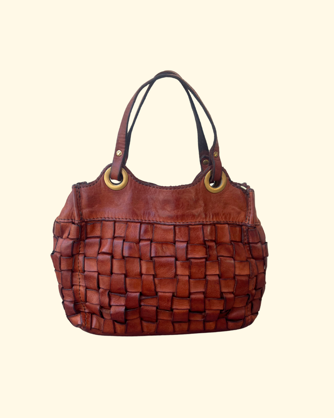 Flaviana Woven Shopping Bag | Cognac