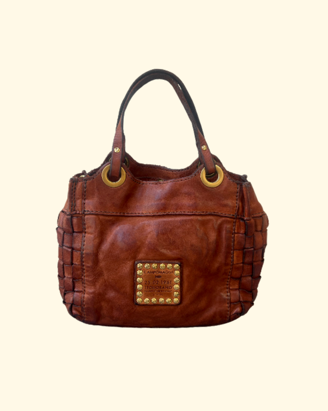 Flaviana Woven Shopping Bag | Cognac