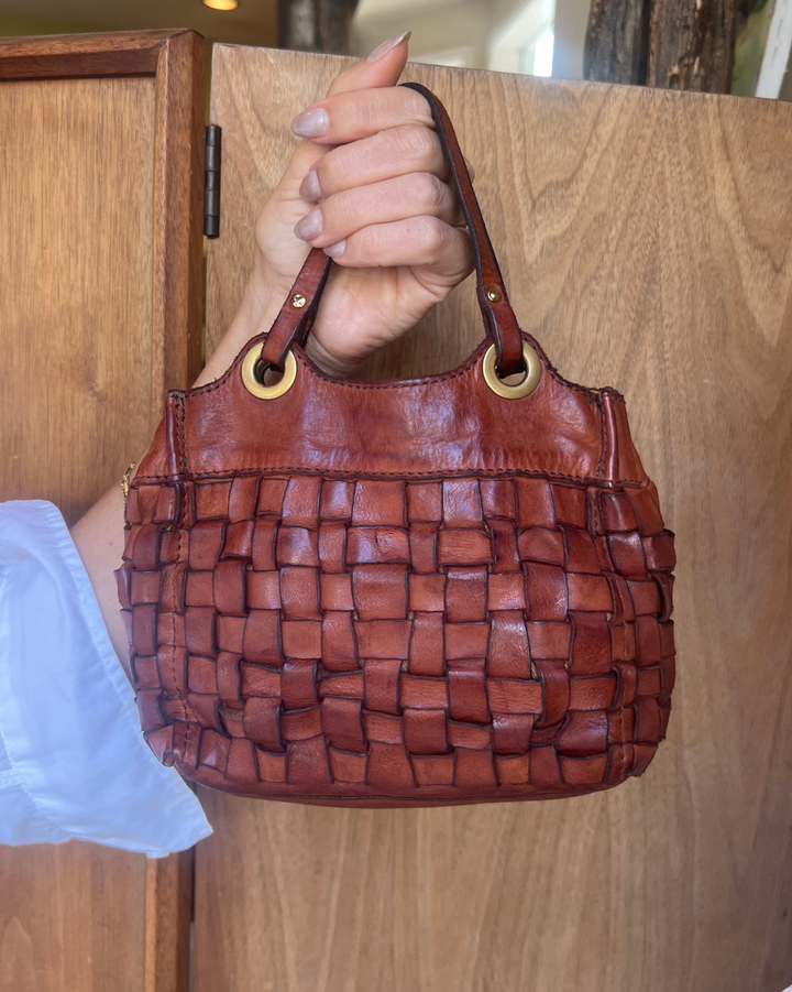 Flaviana Woven Shopping Bag | Cognac