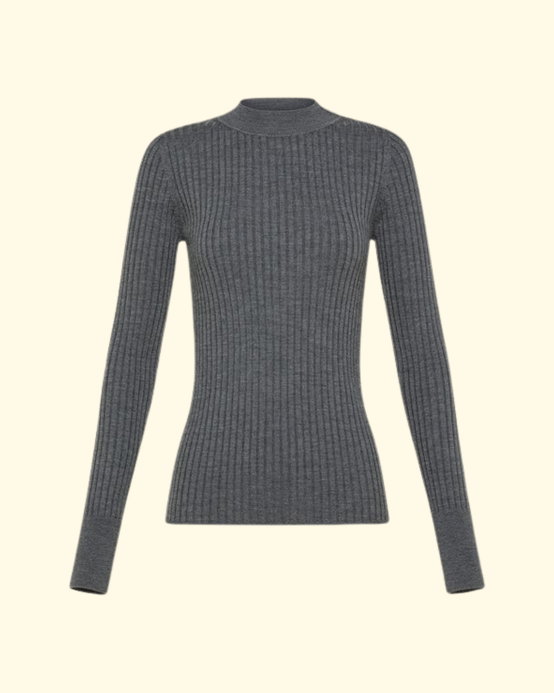 Superfine Merinos Ribbed Turtleneck Sweater | Antracite