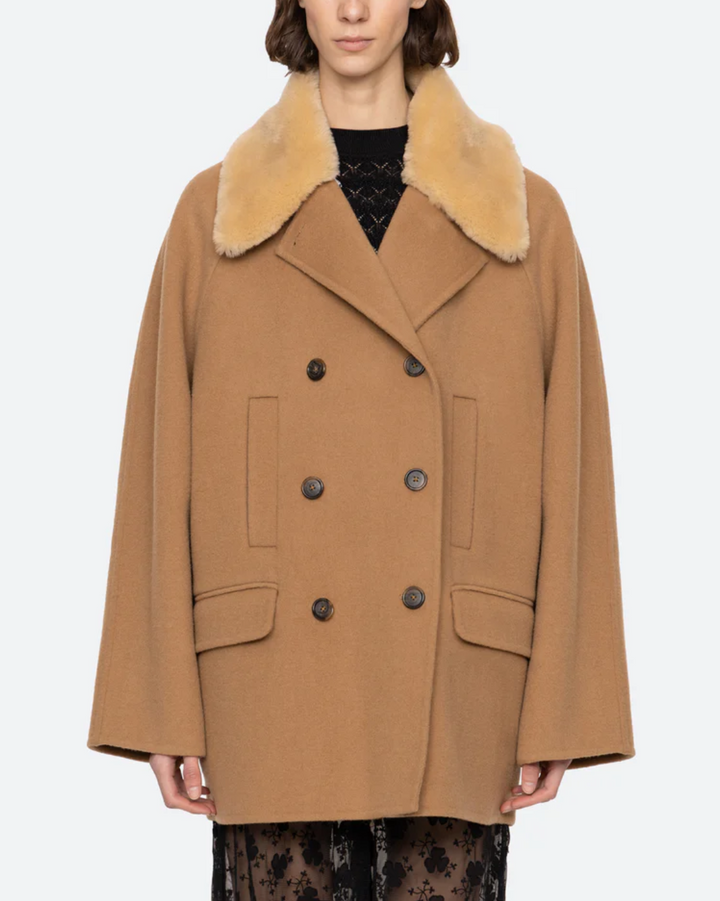Astra Double Faced Peacoat | Khaki