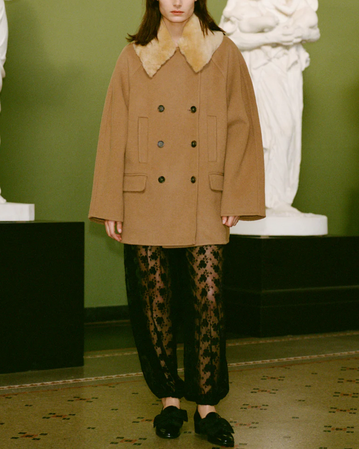 Astra Double Faced Peacoat | Khaki