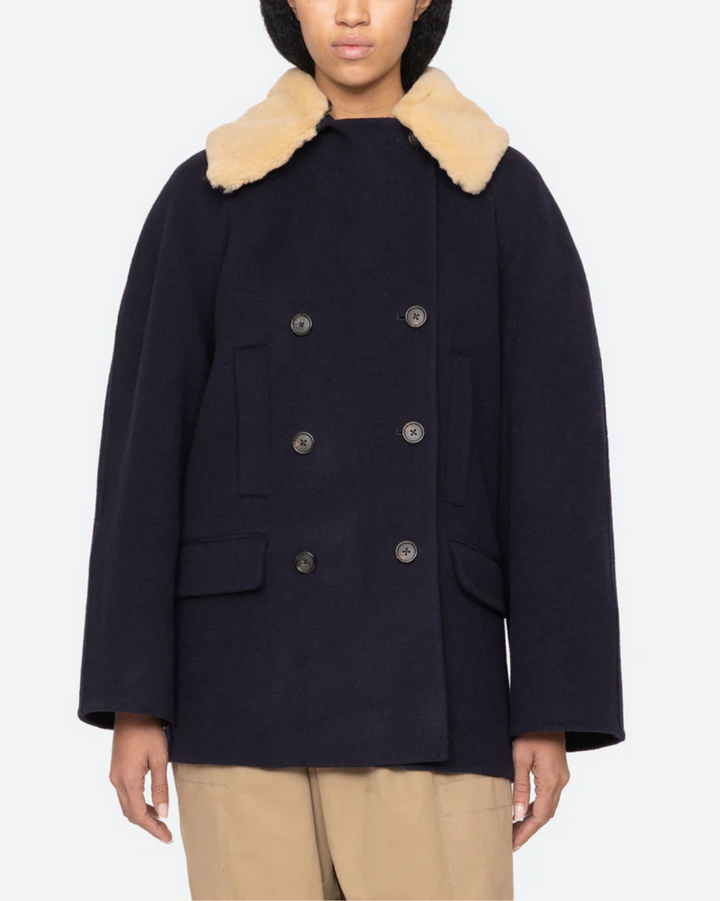 Astra Double Faced Peacoat | Navy