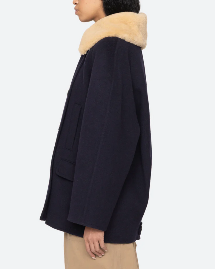 Astra Double Faced Peacoat | Navy